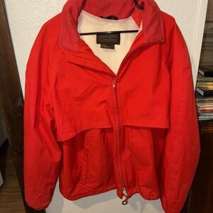 eddie bauer jacket red wind breaker large tall with hood with gore-tex